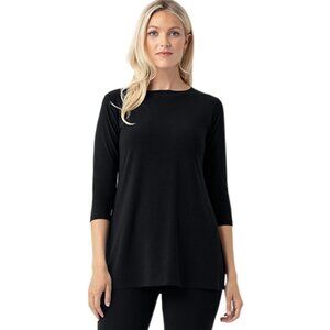 Sympli- Nu Ideal Tunic 3/4 Sleeve Top- Black- Women's Size 4